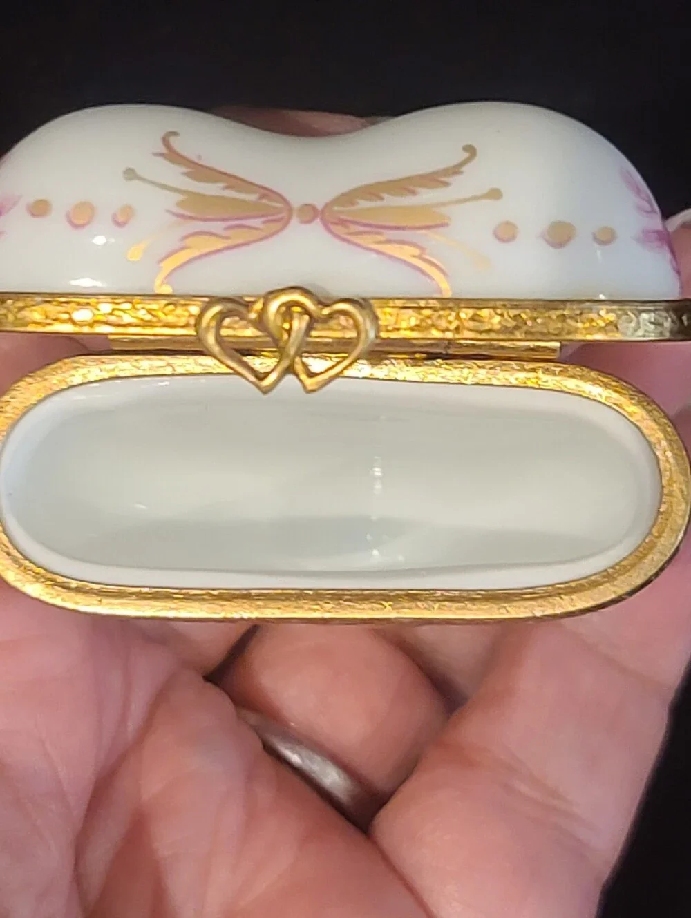 Vtg Ancienne Manufacture Royale d'Artois Limoges Heart Trinket Box Pink Roses